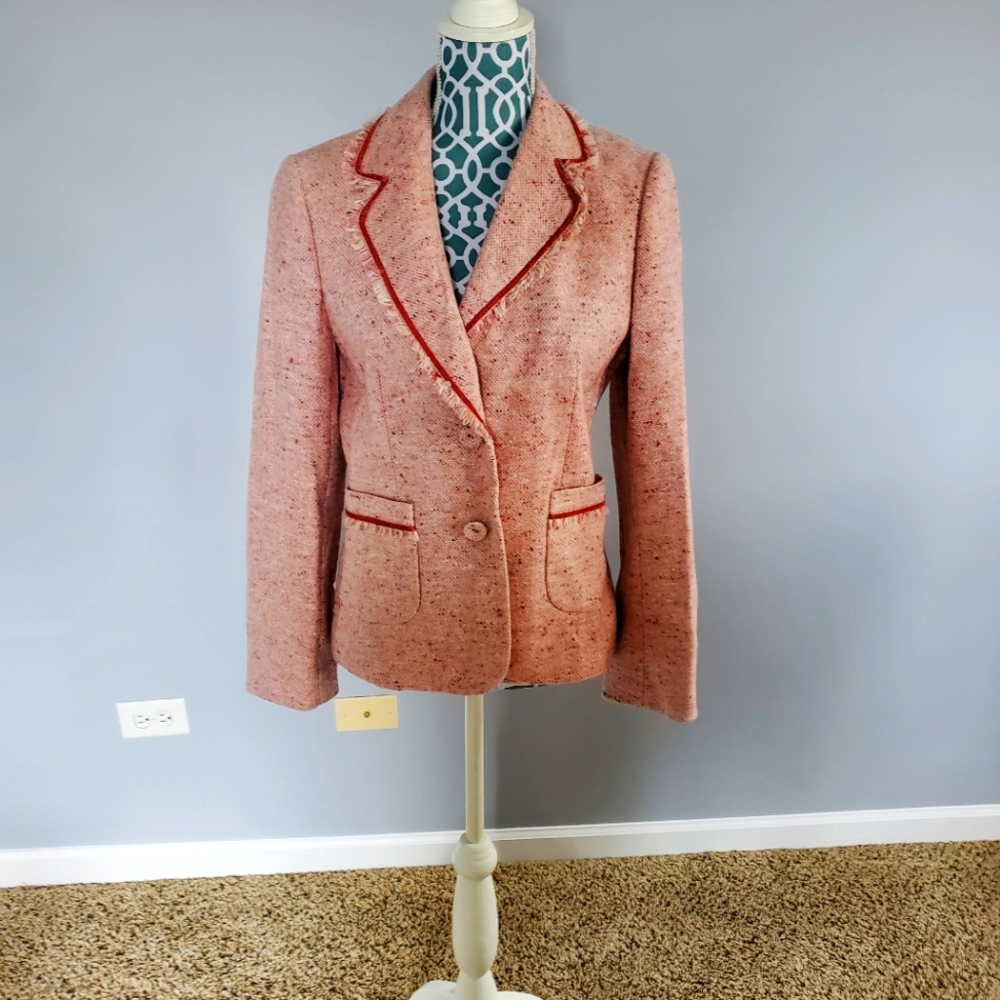 At Studio pink tweed blazer jacket 8